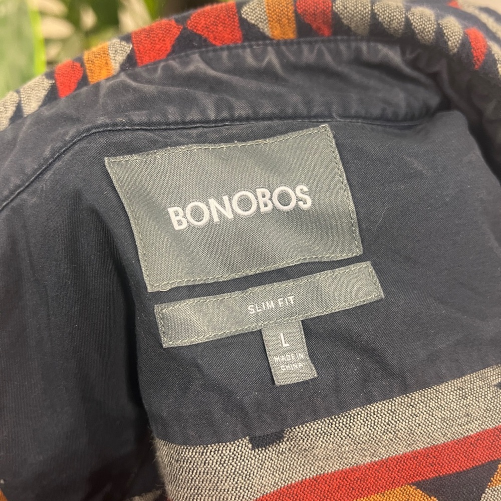Geometric Pattern Shacket Bonobos Thick Button Do… - image 5